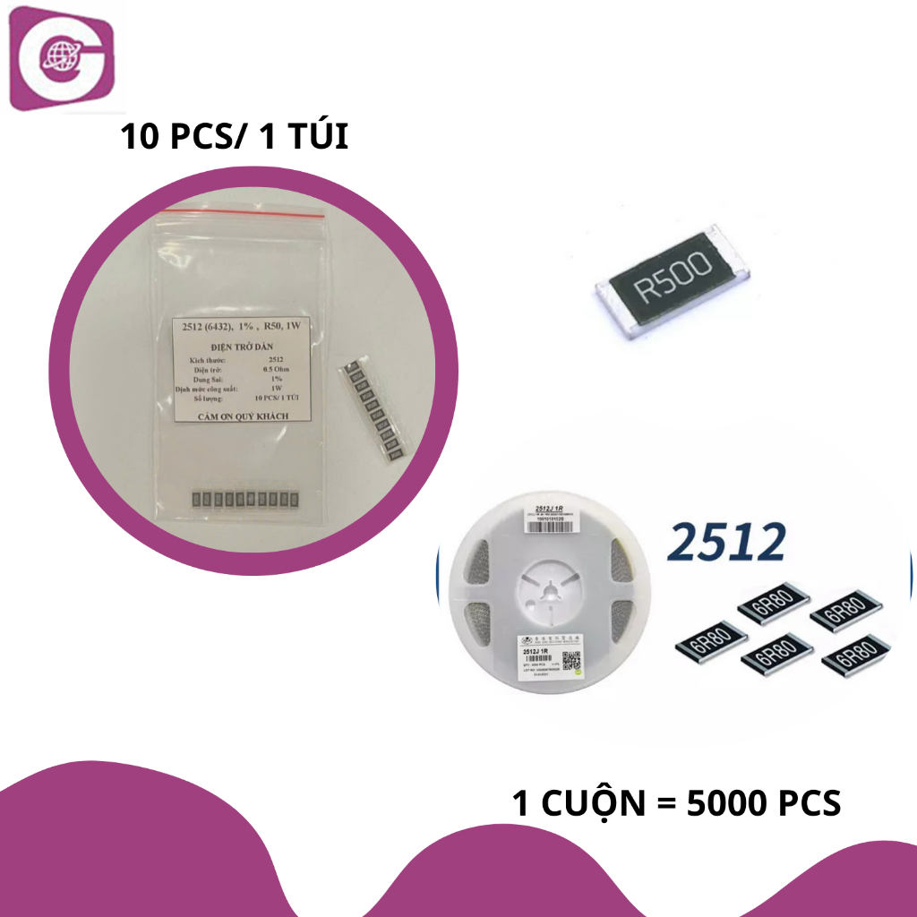 2512 (6432), 5%, 2.2 Kohm - ĐIỆN TRỞ DÁN (10 PCS/TÚI )