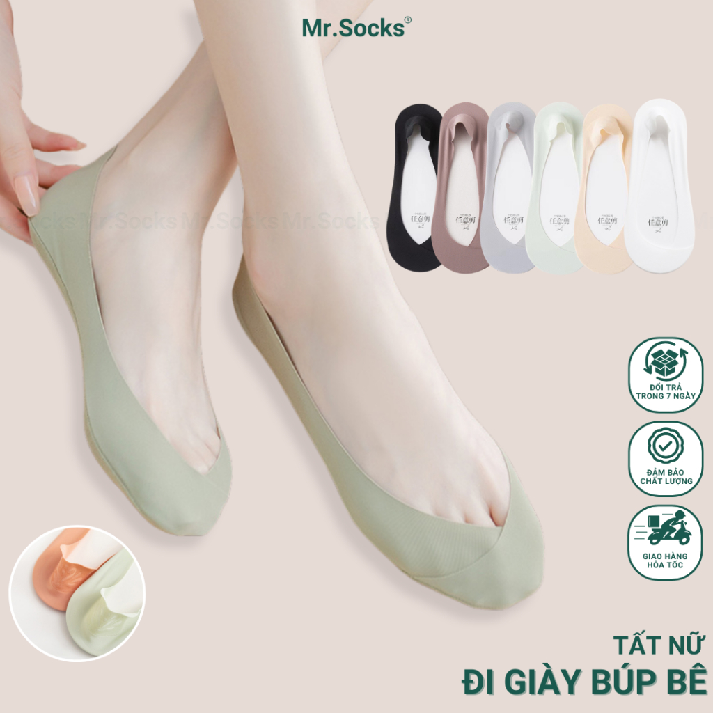 Tất lười nữ đi giày búp bê Mr.Socks có đệm cao su chống tuột gót, chất liệu sợi cotton cao cấp thoáng mát SUX-1103