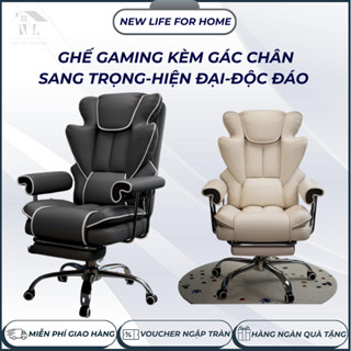 Ghế Gaming Cao Cấp Kèm Gác Chân & Bánh Xe Xoay Thiết Kế Độc Đáo, Phong Cách Hiện Đại