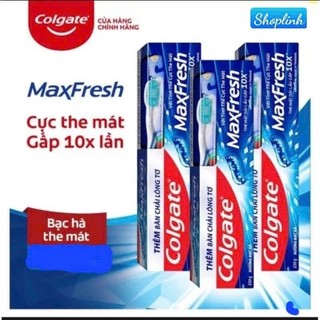 Kem đánh răng Colgate maxfresh bạc hà (3cây x 225g tặng bàn chải)