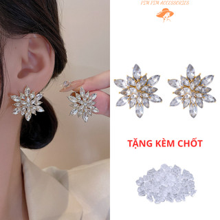  Bông Tai Nữ Mặt Đá Khuyên Tai Cá Tính Mạ Bạc S925 Phong Cách Hàn Quốc 