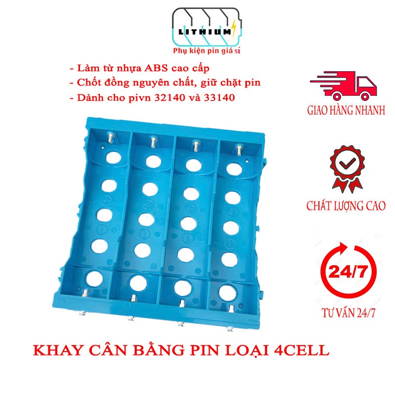 Khay cân bằng pin 32140 - 33140 Chốt đồng mạ Niken (khay 4cell), Hàng mới chất lượng cao