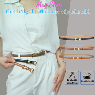 Thắt lưng chữ H bản nhỏ 1.5cm da cao cấp tiểu thư TL045 - đai váy detail chữ H mặt vàng sáng sang chảnh Meo shop