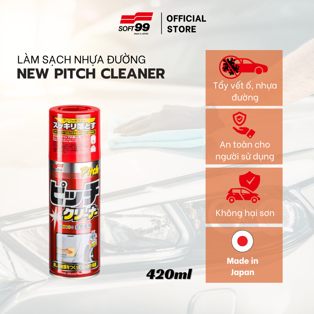Dung dịch làm sạch nhựa đường Soft99 New Pitch Cleaner W-121 420ml