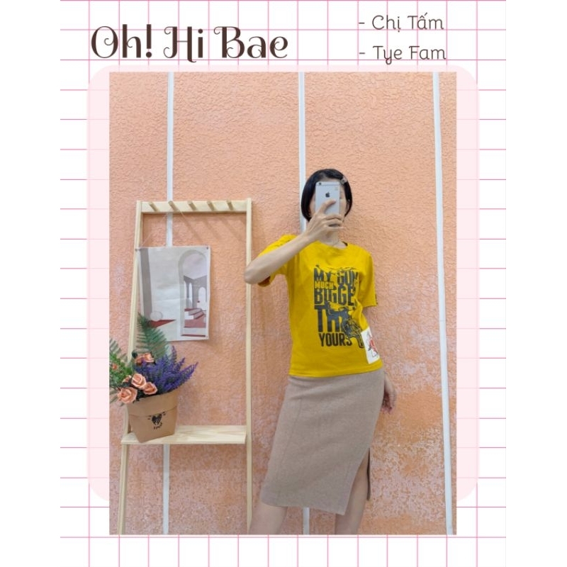 Áo thun in chữ form ôm nhẹ style y2k