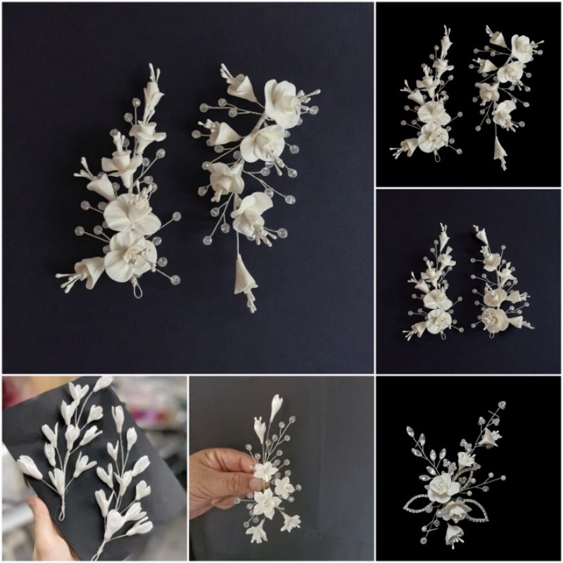 Cài tóc hoa đất sét, cài tóc cô dâu, cài tóc hoa đất sét, dùng để biểu diễn văn nghệ, Đạo cụ phụ kiệ