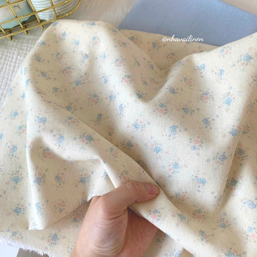 Vải Linen Bột HNB NHÀ VẢI LINEN Hoạ Tiết HOA LAM HƯỜNG Mềm Mại Độ Dày Vừa Đủ Chất Liệu An Toàn Cho D