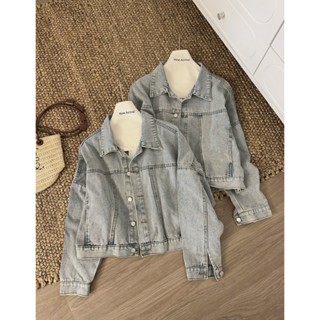   ẢNH OLDSCHOOL  Áo khoác jeans nữ dáng croptop túi xẻ MÀU XANH BẠC VINTAGE A8038 