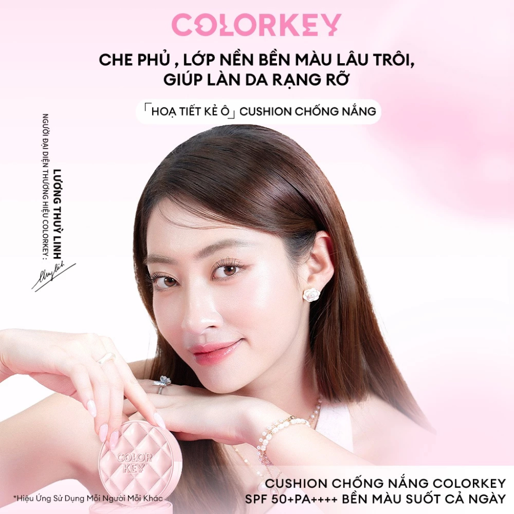 Cushion COLORKEY  Chống Nắng Kẻ Ô Hồng, Mỏng Nhẹ Giữ Lớp Make-up Lâu Trôi SPF50+ PA++++(11g)