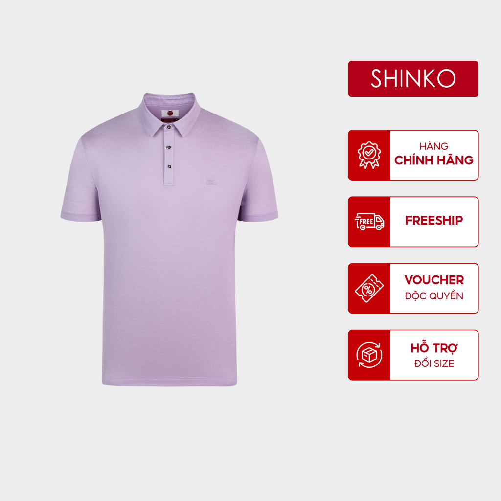 Áo Polo Nam SHINKO Cao Cấp MP009-LV, Áo Polo Trơn Vải Cotton, Màu Violet, Form Regular Fit Giấu Bụng