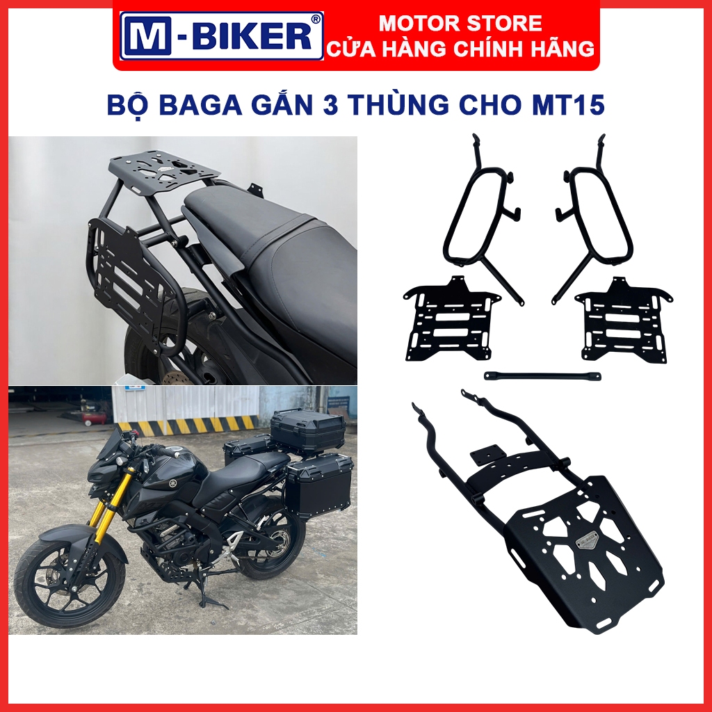 Baga MT15, Khung treo thùng hông MT15, Bộ baga gắn 3 thùng dành cho Yamaha MT15