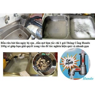 Bột Khử Mùi Xử Lý Nghẹt Đường Ống Nước Nội Địa Hando 100G  (Tắc Do Chất Thải Hữu Cơ)