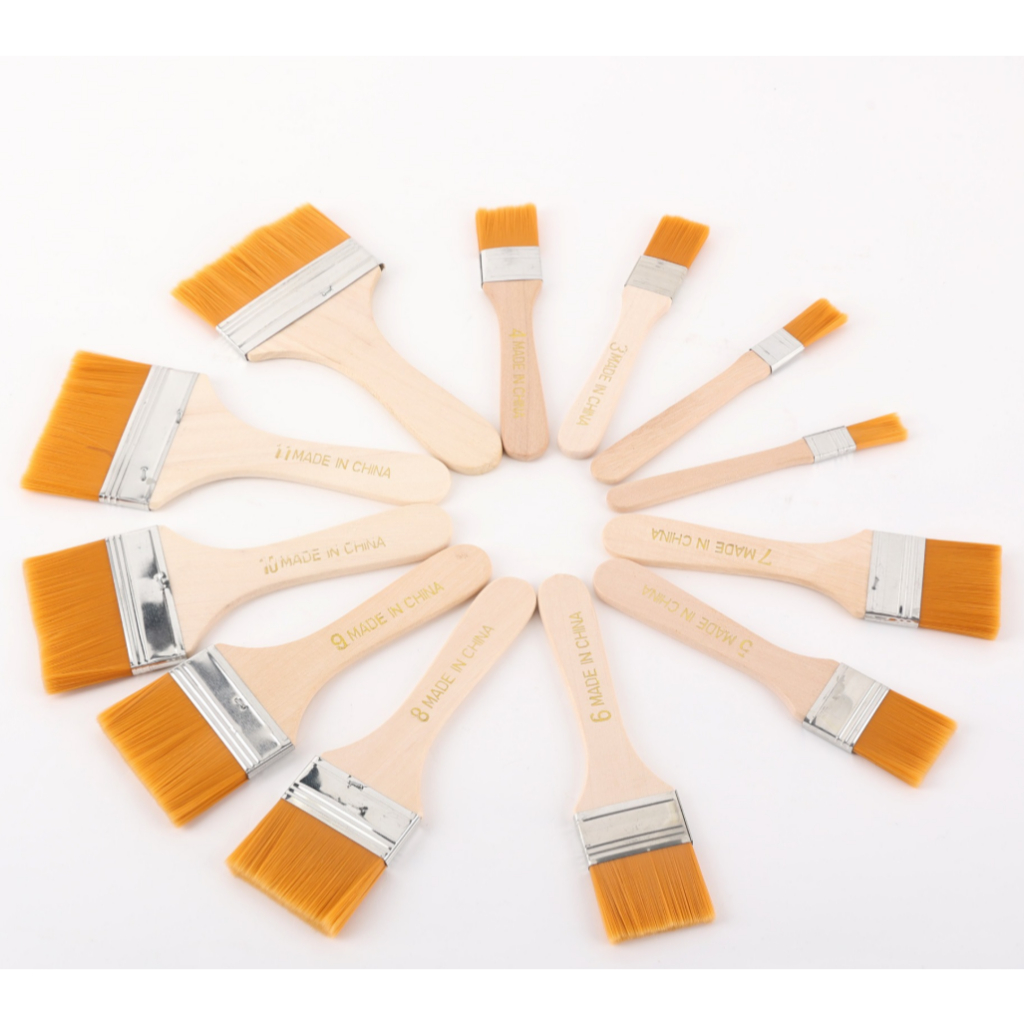 Cọ vẽ cán gỗ bản lớn nhiều size, panhxo chổi vẽ, panh xô chuyên dụng màu nước, acrylic, sơn dầu,...