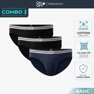  COMBO 3 Quần lót nam cotton dáng brief thấm hút vượt trội ONOFF - 18UQ25A039 