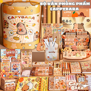 Bộ đồ dùng học tập màu nâu,  phòng phẩm bút thước hoạt hình dễ thương làm quà Quà sinh nhật Quà tết thiếu nhi 1/6