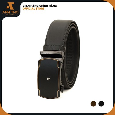 Thắt lưng nam da bò Nappa nhập khẩu MNT4-24, khoá đen nhám sang trọng, Anh Thơ Leather