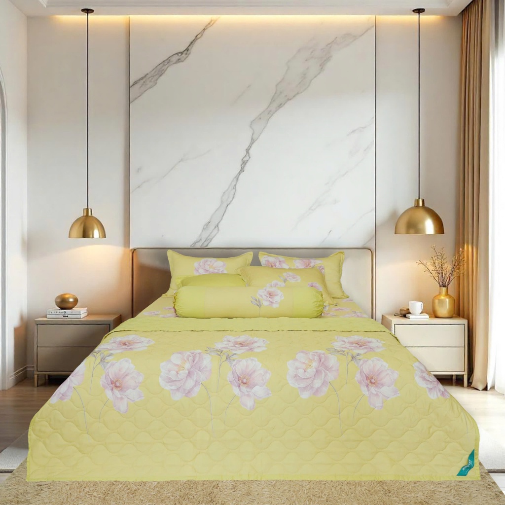 Bộ chăn ga gối, bộ chăn drap gối Hometex Tencel Luxury ( 1m6x2m, 1m8x2m) 5 món