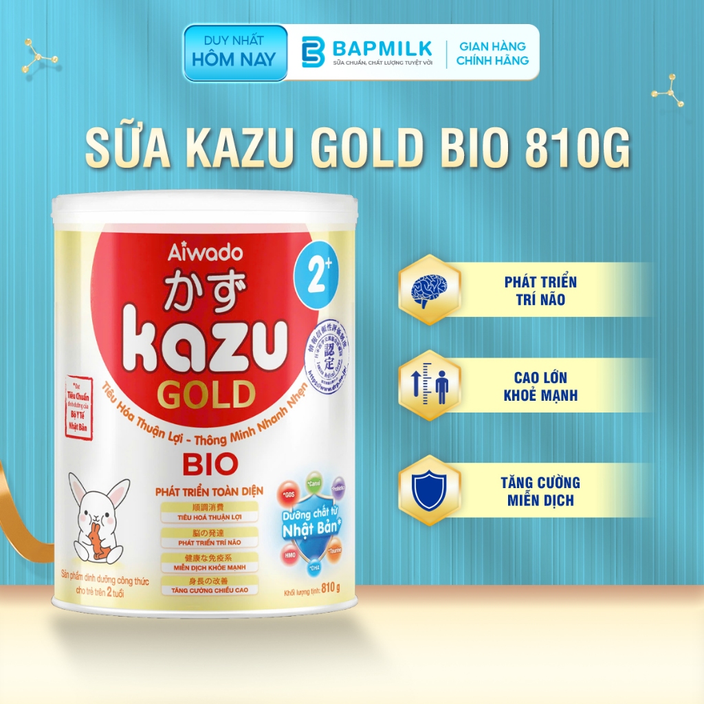 Sữa Kazu Gold Bio 810g – Tiêu hóa thuận lợi thông minh nhanh nhẹn (Date mới nhất)