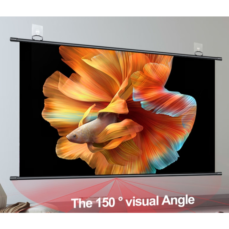 Màn chiếu Treo tường/ Di động Lite Prima 2025 Cuộn thả tặng kèm Móc dán kích thước ( 60" - 100") Tiện lợi