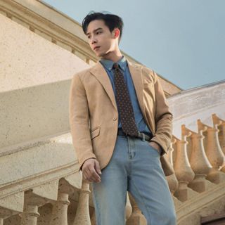 Áo khoác nam,Blazer da lộn nam 1 khuy mệm mịn POLIDOVIETNAM