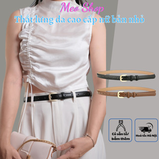Thắt lưng nữ Da bò Cao Cấp bản nhỏ 1.8cm TL046 mặt Basic sang trọng - dây lưng nữ da bò đẹp Meo shop