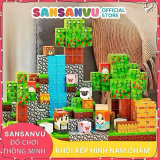 (100 TẶNG 10) Khối Nam Châm Xếp Hình Khối Xây Dựng Mô Hình Sansanvu Giáo Dục Cho Trẻ Em