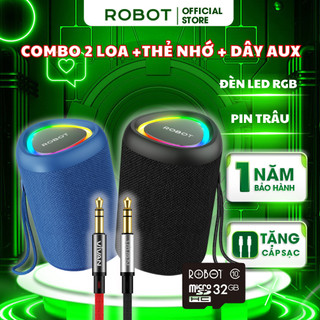  Combo Loa Bluetooth Mini ROBOT RB120 Và Dây AUX Công Suất 5W Đèn Led RGB Âm Bass Mạnh Kháng Nước 