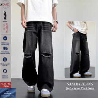 Quần jean rách đen nam R02 ống rộng mầu đen xám smoke chất jean bò phong cách hàn quốc 2025 - 20We