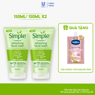 [Live] Tuýp lẻ/ Combo 2 sữa rửa mặt Simple lành tính và hiệu quả cho mọi loại da 150ml, 150mlx2