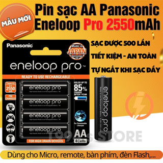 Combo 4 pin sạc Panasonic Eneloop Pro AA 2550mAh và AAA 950mAh - Pin sạc 3A và 2A  - Pin dùng cho Micro Karaoke, Remote