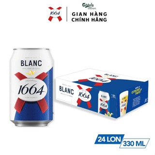[LS] 1664 Blanc - Bia Pháp Kronenbourg - Nồng độ cồn 5% - Thùng 24 lon 330ml Premium Beer Pháp hảo hạng