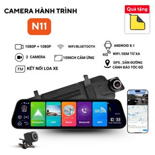 Camera hành trình gương N11 CARLOVER,kết nối đt từ xa,cảnh báo tốc độ, định vị ,có bản đồ VietMap S2