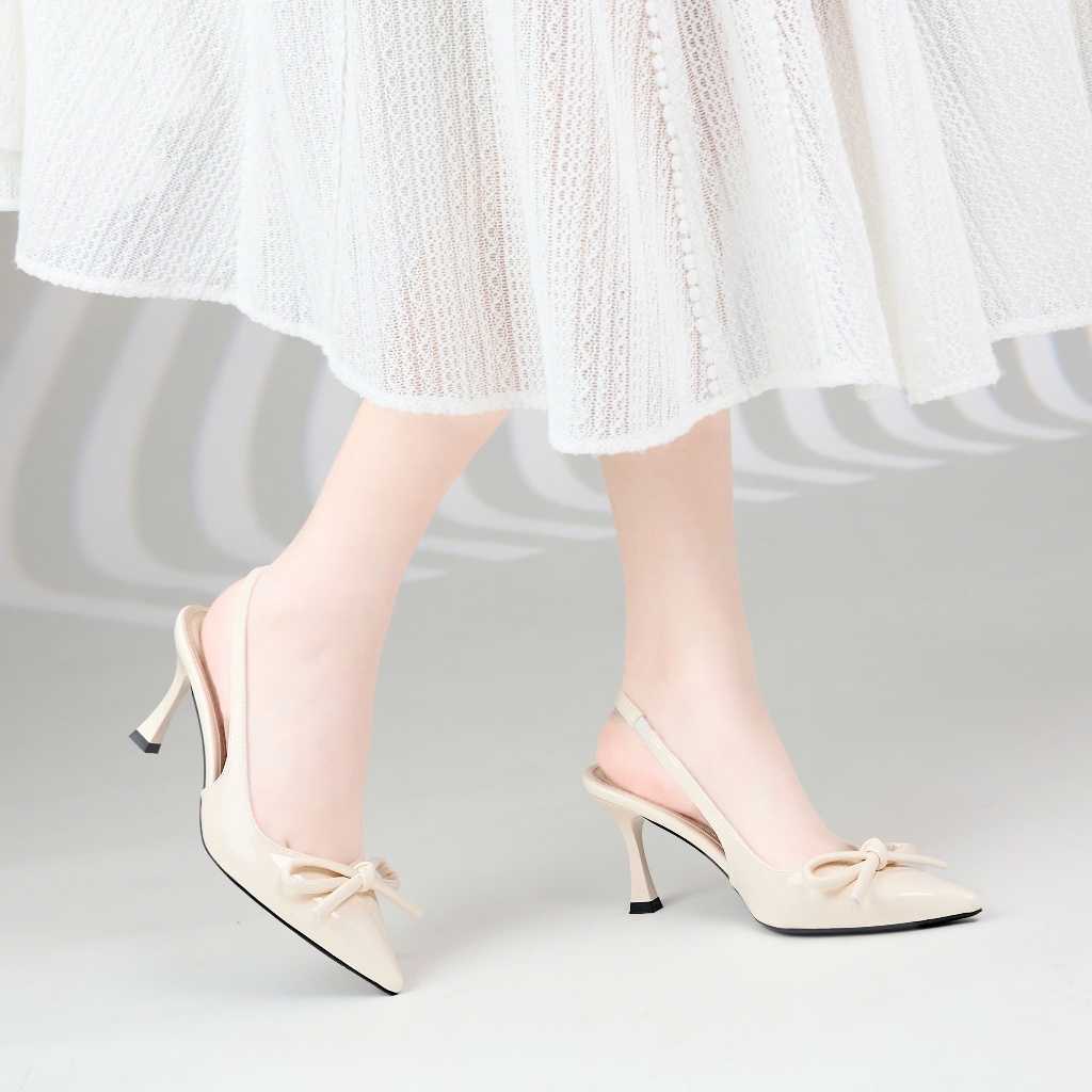 Giày Cao Gót MWC G206 - Cao Gót Kiểu Dáng Slingback Mũi Nhọn Đính Nơ Thời Trang Thanh Lịch