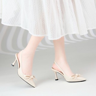 Giày Cao Gót MWC G206 - Cao Gót Kiểu Dáng Slingback Mũi Nhọn Đính Nơ Thời Trang Thanh Lịch