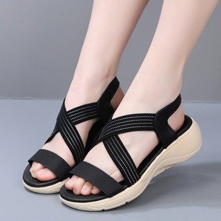 Dép Sandal Nữ Cao 5cm  AG0012, Chất Da Phối Vải Dù Bền Bỉ, Đế Cao Su, Siêu Êm,Siêu Nhẹ, Năng Động