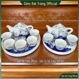  Bộ Ấm Thờ Cúng Mini Vẽ Vàng Kim 24k Cao Cấp Bát Tràng - Bộ Ấm Trà Thờ Cúng Vẽ Vàng 