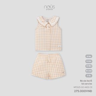 Nous Baby Bộ quần áo ba lỗ, bộ cộc caro cách điệu bé trai bé gái premium mềm mát  từ 7.5-15kg BST T5
