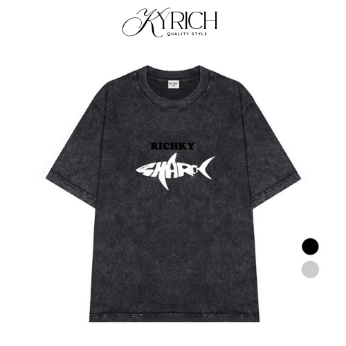 Áo Thun Wash Kyrich Premium Tee Cá Mập Trắng White Shark