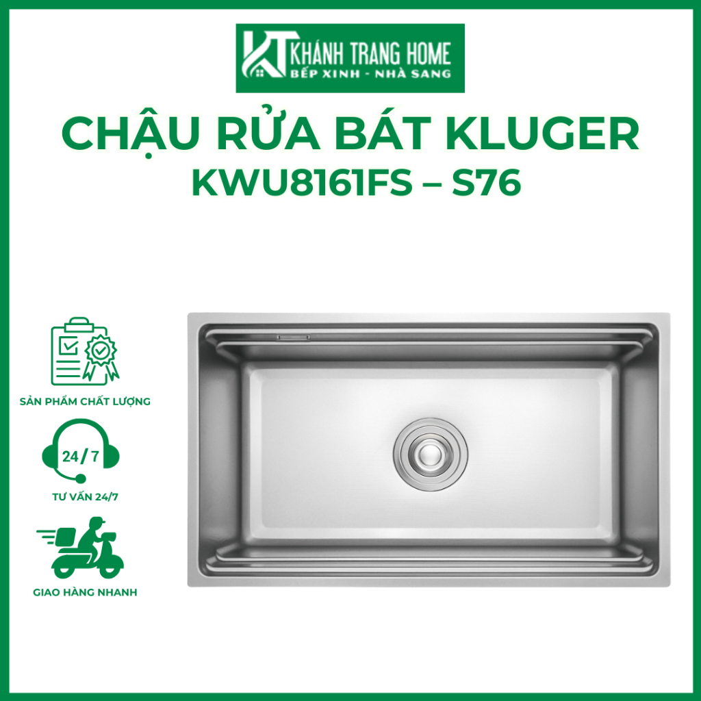 Chậu rửa bát KLUGER KWU8161FS-S76 bề mặt Linen dập nổi thế hệ mới dễ dàng vệ sinh - Khánh Trang Home