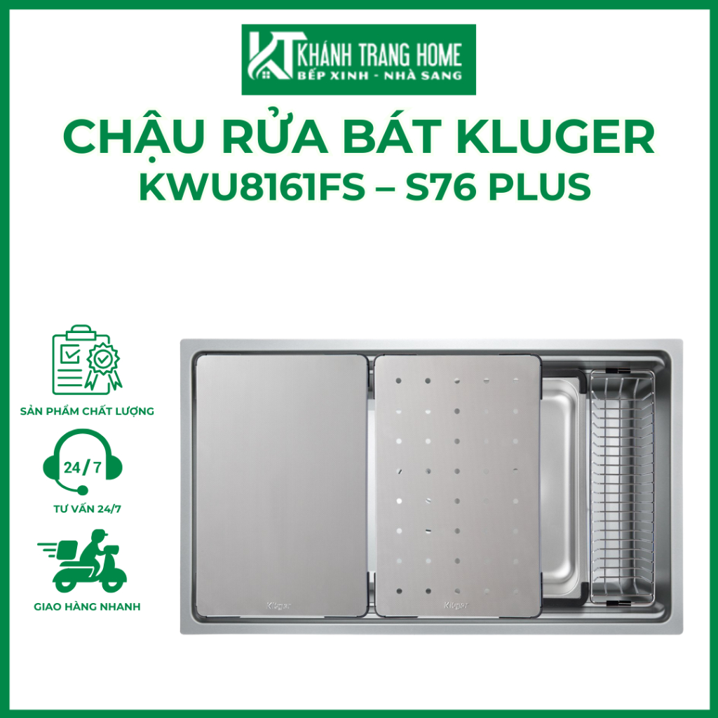 Chậu rửa bát KLUGER KWU8161FS – S76 PLUS lớp phủ Nano Ceramic có khả năng chống bám dầu mỡ - Khánh T