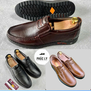 Giày mọi sân Da bò thật - phúc ly - bảo hành 12 tháng - size 38-44 nâu đen vàng