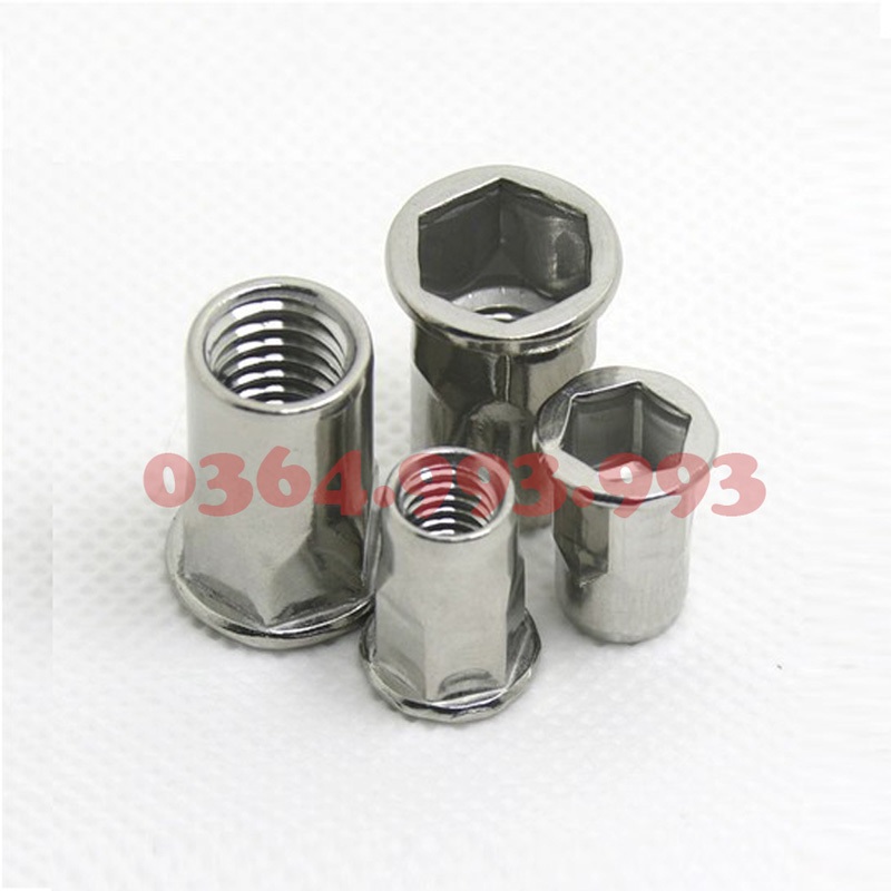 Gói 100 cái Tán rút lục giác inox M5/ Ốc rút lục giác inox M5. Chất liệu: Inox 304
