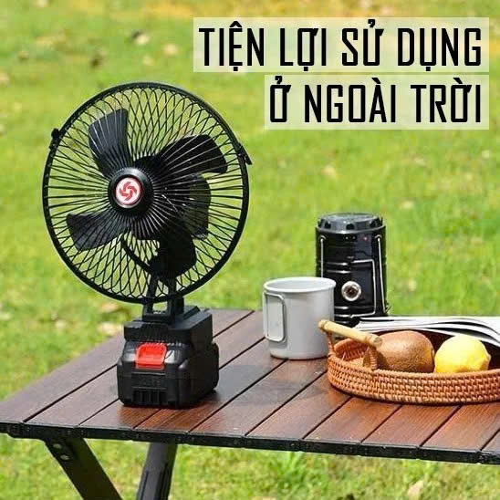 Quạt Tích Điện Pin 10 Cell Dùng Liên Tục 8H, Quạt Makita Để Bàn, Quạt Khung Kim Loại 2 Cấp Độ Gió Siêu Mát, BH 12 tháng