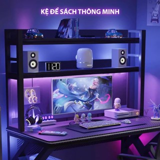 Kệ bàn học TOPV decor gaming giá sách 2 tầng để đồ thông minh có ổ điện usb sạc kệ để bàn 1m2 trang trí bàn làm việc