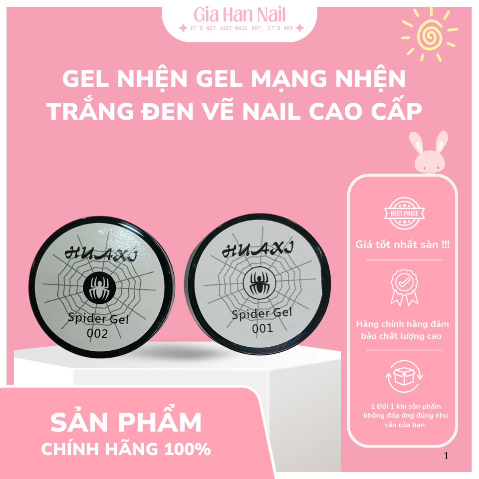 Gel Nhện Gel Mạng Nhện Trắng Đen Vẽ Nail Cao Cấp - GIA HAN Nail