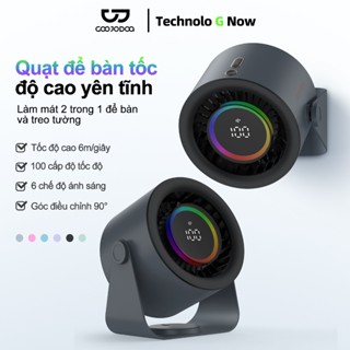 Quạt để bàn tốc độ cao GOOJODOQ 2025 mới màn hình LED kỹ thuật số 100 tốc độ, quạt turbo có thể điều chỉnh gắn tường RGB