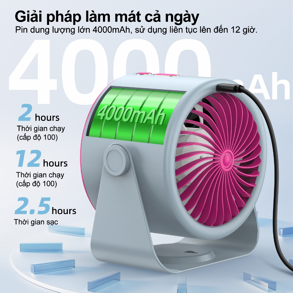 Quạt để bàn tốc độ cao GOOJODOQ mới 2025 Quạt 100 tốc độ Màn hình LED kỹ thuật số Quạt turbo không ồn có thể điều chỉnh | BigBuy360 - bigbuy360.vn