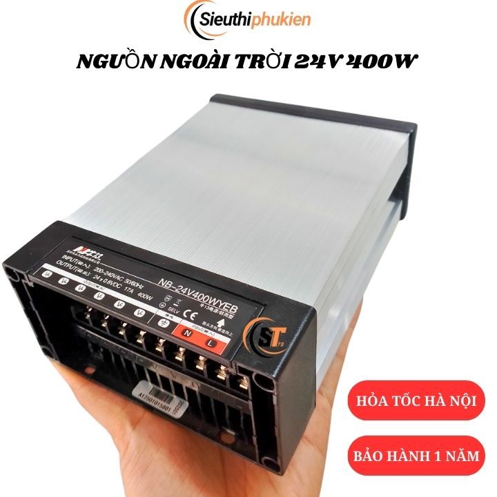 Nguồn ngoài trời 24v 400W vỏ nhôm chống nước, nguồn 24v 17a 400W ngoài trời