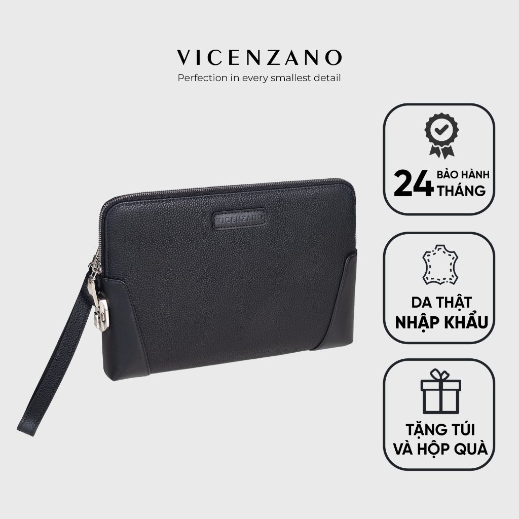 Ví Cầm Tay Nam, Túi Cầm Tay Nam Công Sở Trio Clutch Da Bò Cao Cấp, Sang Trọng Thương Hiệu Vicenzano