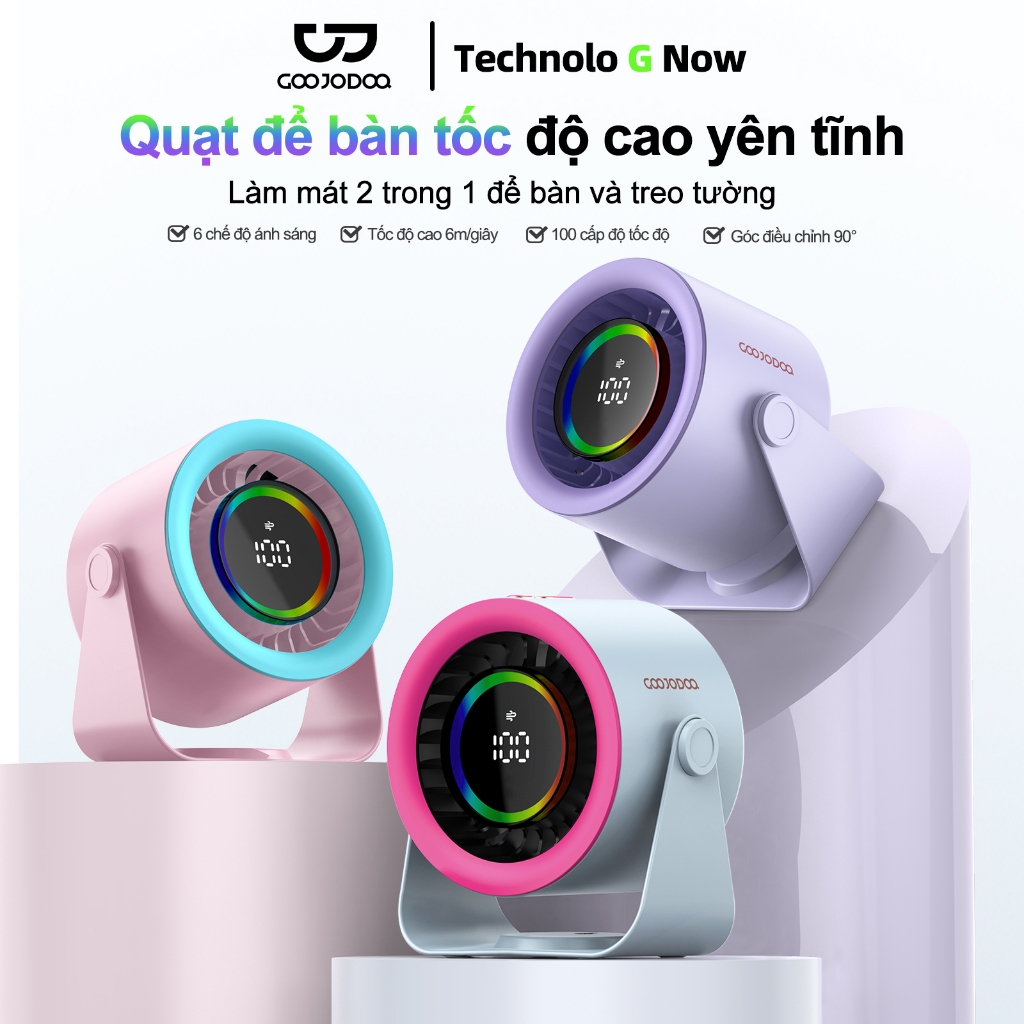 Quạt để bàn tốc độ cao GOOJODOQ mới 2025 Quạt 100 tốc độ Màn hình LED kỹ thuật số Quạt turbo không ồn có thể điều chỉnh | BigBuy360 - bigbuy360.vn